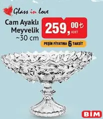 GLASS İN LOVE CAM AYAKLI MEYVELİK 30 CM